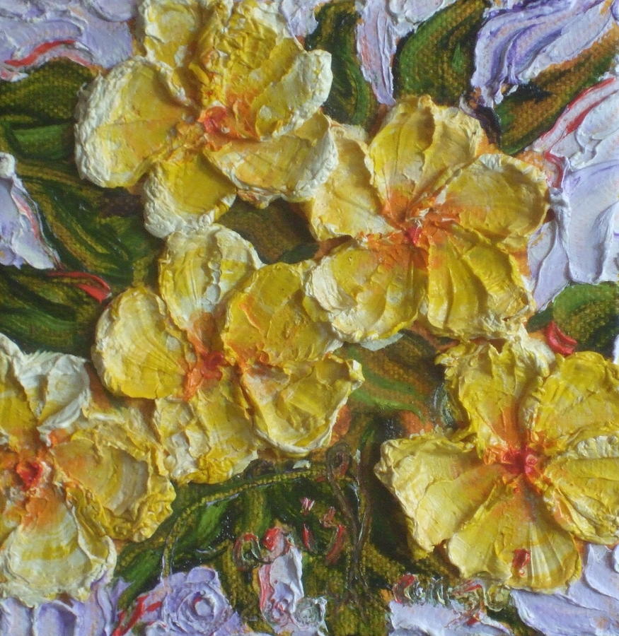 Yellow Flower Cluster Painting by Paris Wyatt Llanso