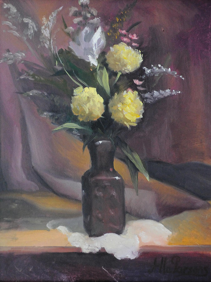 Yellow Flowers Painting by Alla Parsons