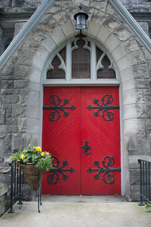 Yellow Flowers at Church Door Photograph by Guy Whiteley
