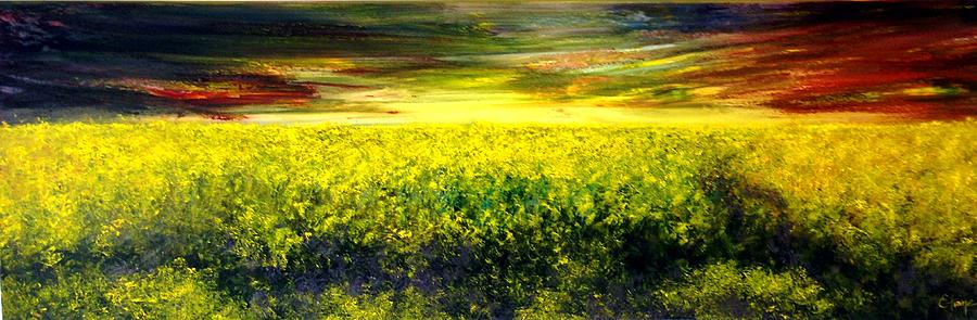 Yellow Flowers Field from Oxfordshire Painting by Eliane Ellie