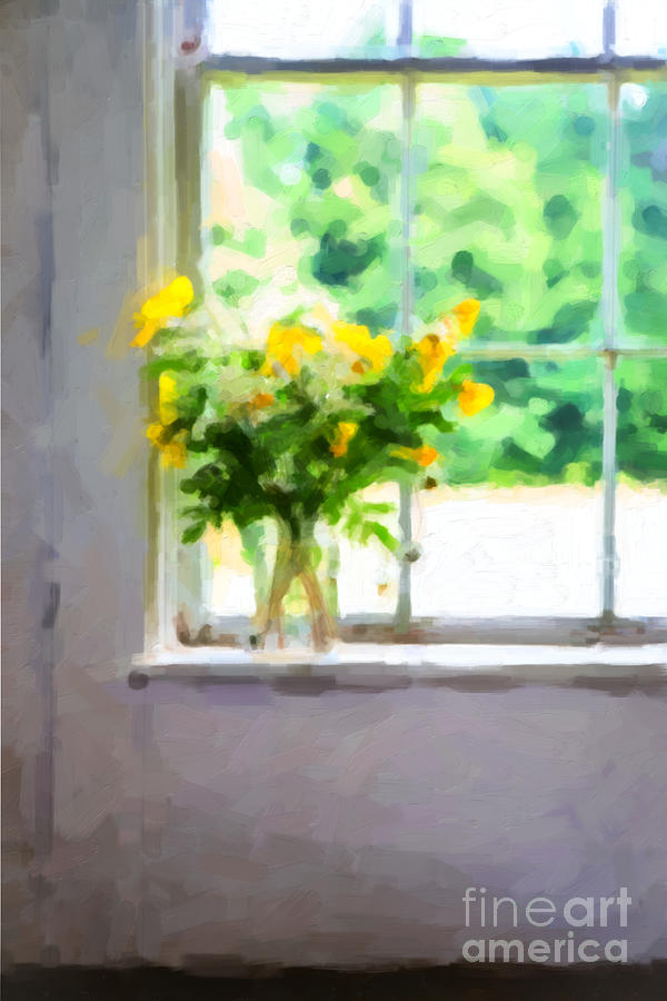 Yellow flowers in the window Photograph by Diane Diederich