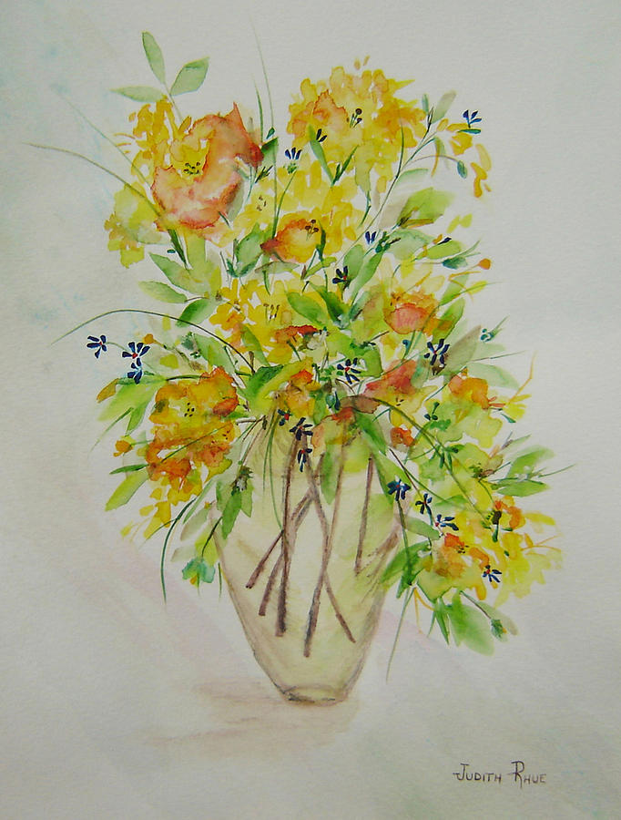 Yellow Flowers Painting by Judith Rhue