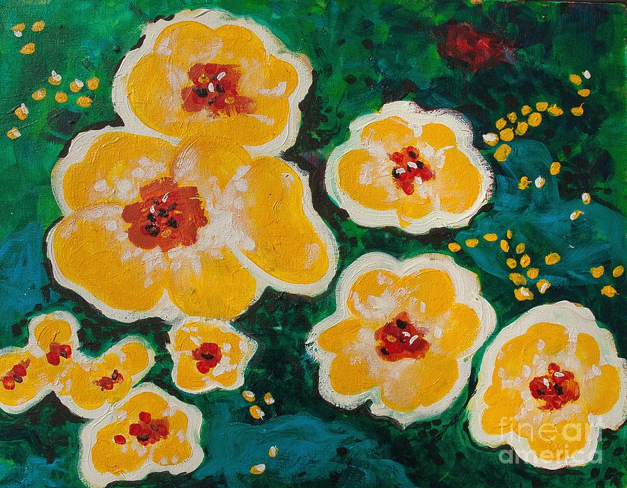 Yellow Flowers Painting by Lena Wilhite