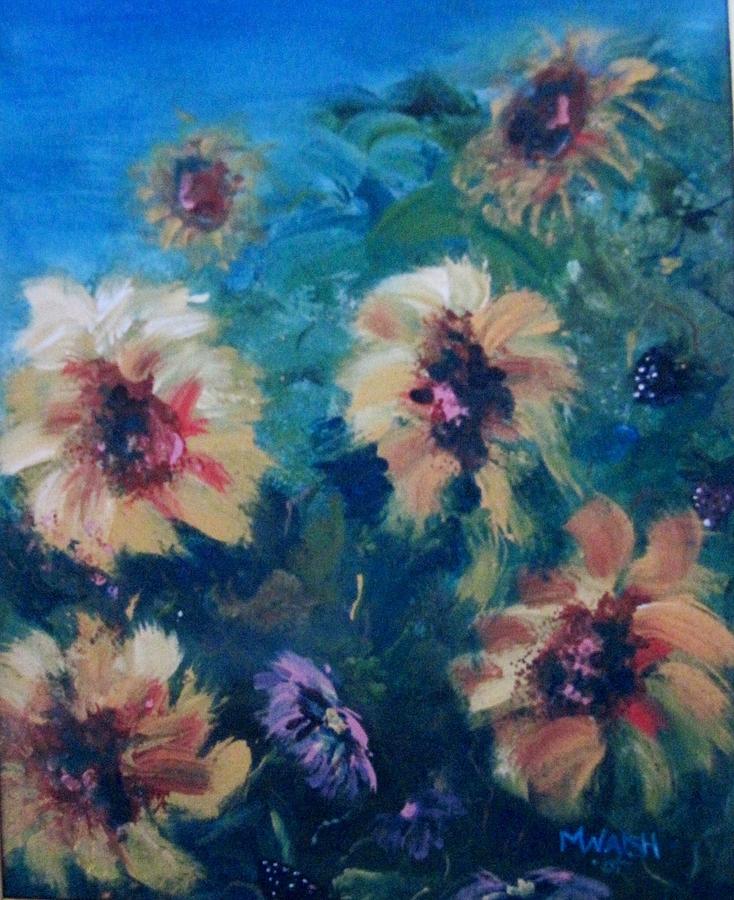 Yellow flowers Painting by Megan Walsh