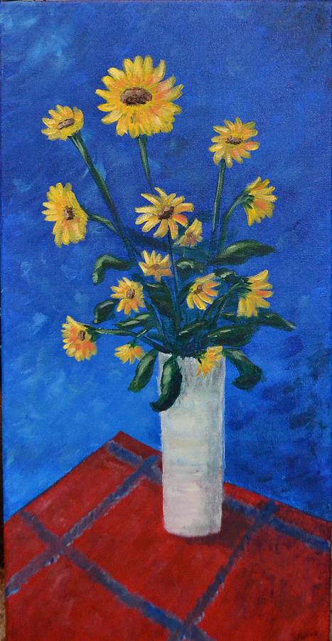 Yellow Flowers Painting by Nancy Sisco