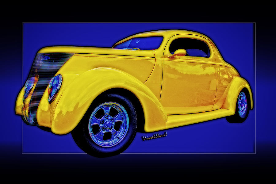 Yellow Ford Coupe Poster Style Photograph by Chas Sinklier