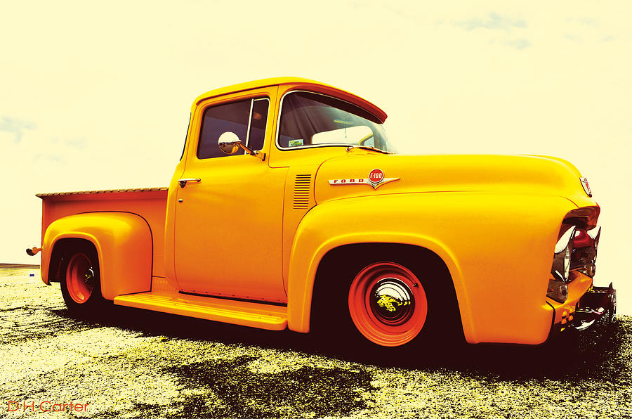 Ford Photograph - Yellow Ford F-100 by D H Carter