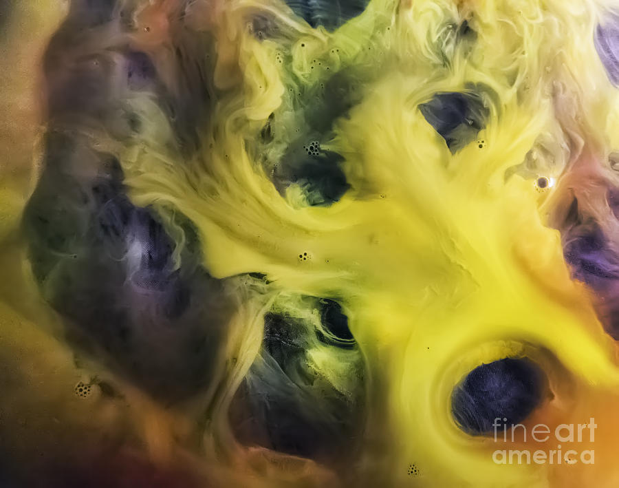 Yellow Galactic Watercolor Abstraction Painting Painting