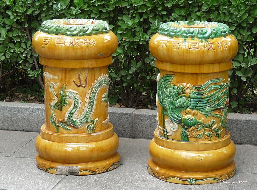 Garbage Photograph - Yellow Garbage Cans by Hemu Aggarwal Garbage Photograph - Yellow Garbage Cans by Hemu Aggarwal