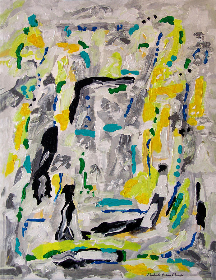 Yellow Green Abstraction Painting by Michael Moore