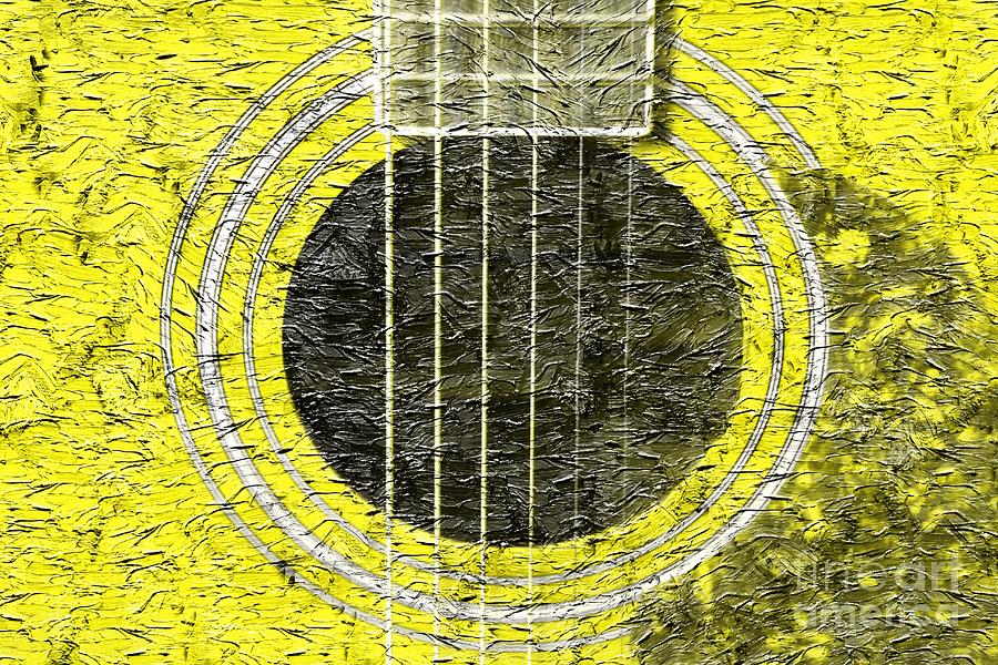Yellow Guitar - Digital Painting - Music Photograph by Barbara A Griffin