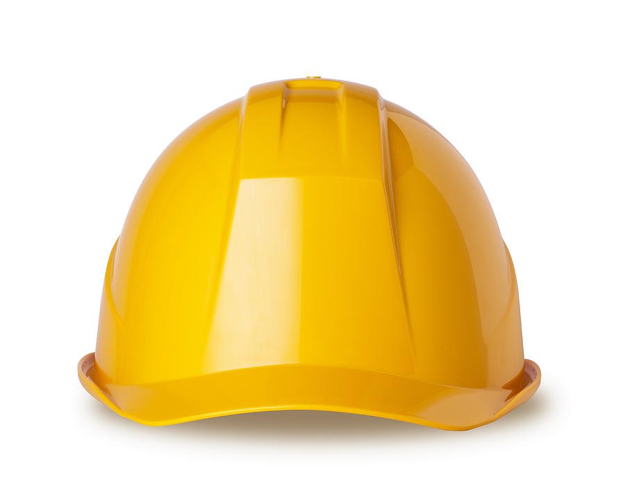 Yellow hard hat on white with clipping path Photograph by T_kimura