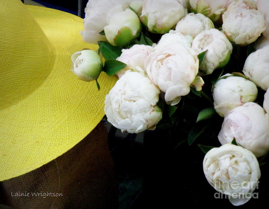 Yellow Hat with Peonies Photograph by Lainie Wrightson