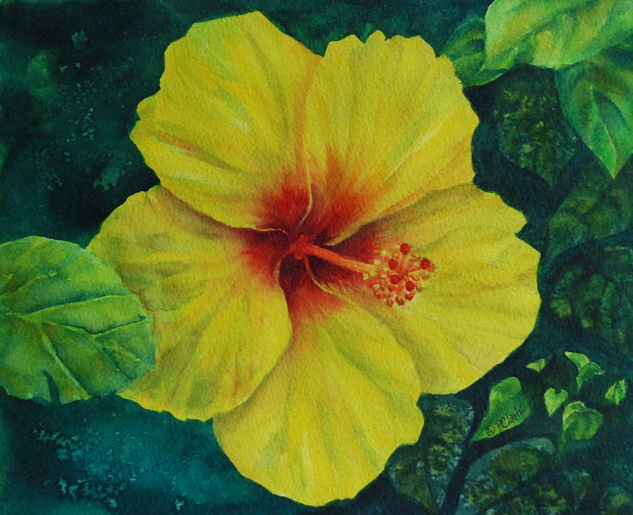 Yellow Hibiscus Painting by Donna Pierce-Clark - Fine Art America