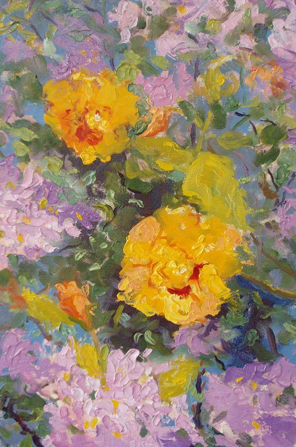 Yellow Hibiscus Painting by Elinor Fletcher