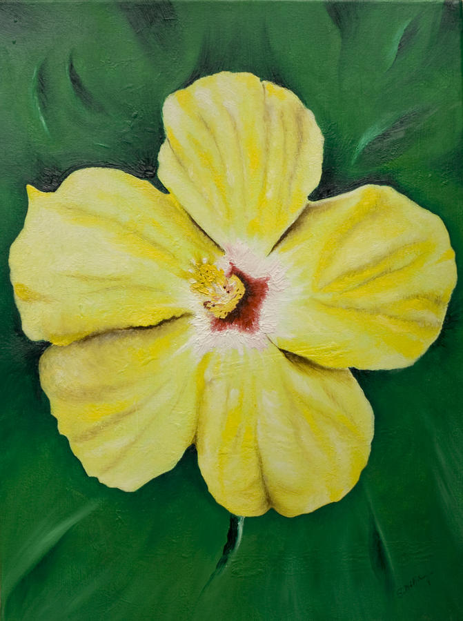 Flower Painting - Yellow Hibiscus by Stephen J DiRienzo