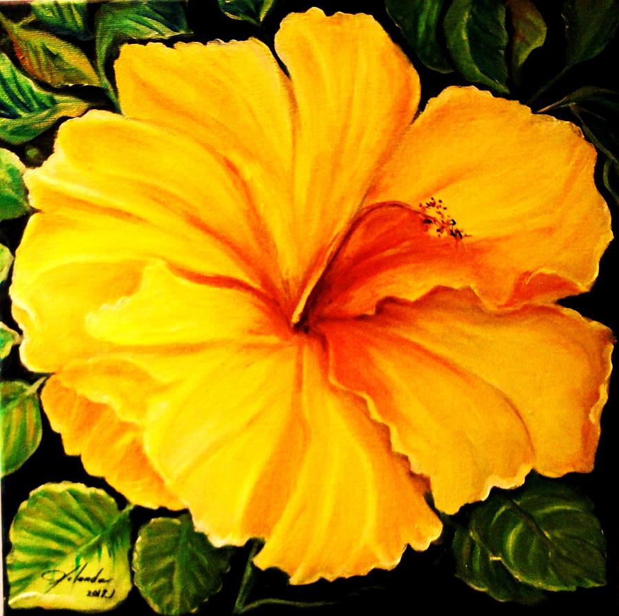 Yellow Hibiscus Painting by Yolanda Rodriguez - Fine Art America