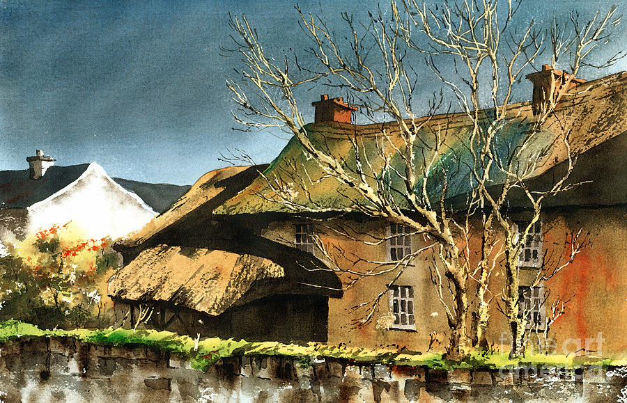 Cottage Painting - Yellow House in Adare  Limerick by Val Byrne