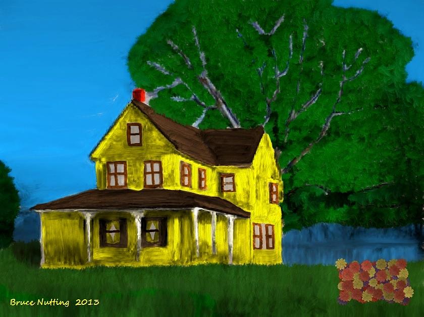 Yellow House on the Praire Painting by Bruce Nutting