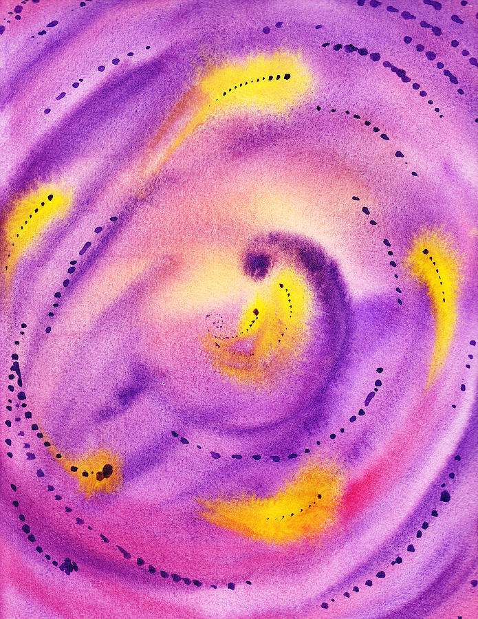 Yellow In Purple Stream Abstract Painting by Irina Sztukowski