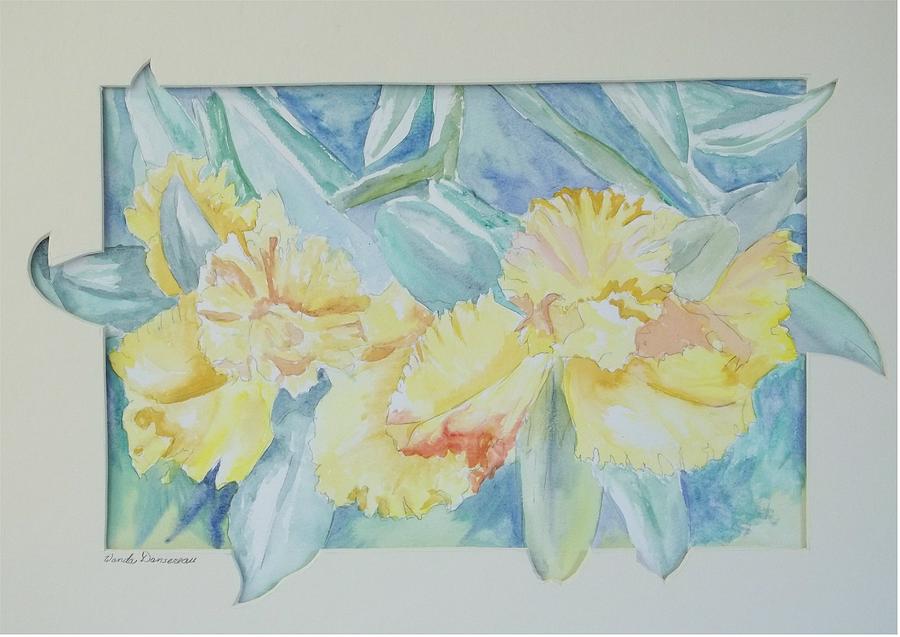 Still Life Painting - Yellow Iris by Wanda Dansereau