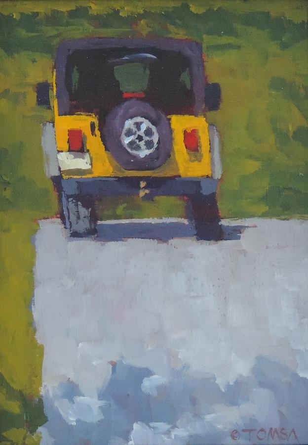 Yellow Jeep  Painting by Bill Tomsa