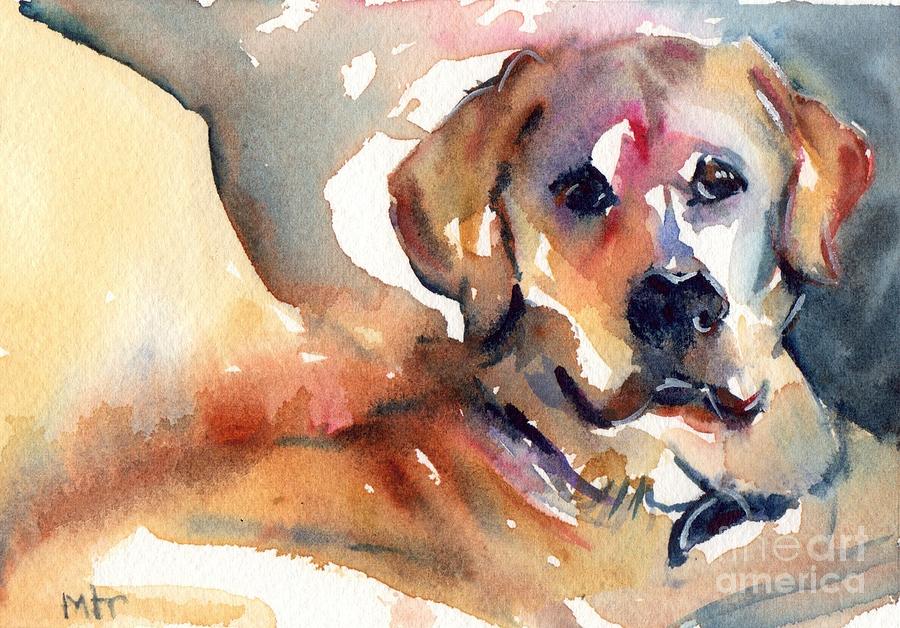 Pet Portraits Painting - Yellow Lab by Maria Reichert