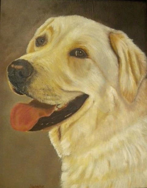 Yellow Lab Painting by Sharon Schultz