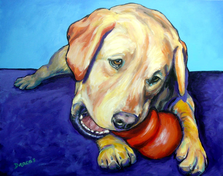 Yellow Lab with Kong Painting by Dottie Dracos - Fine Art America