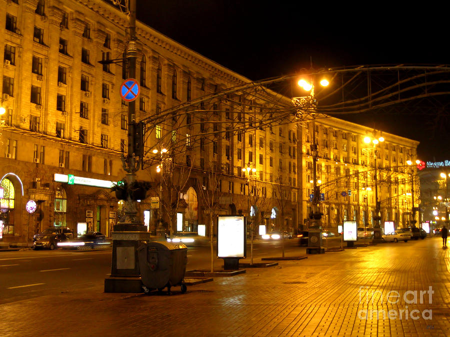 Yellow Lights of Evening City Photograph by Oksana Semenchenko