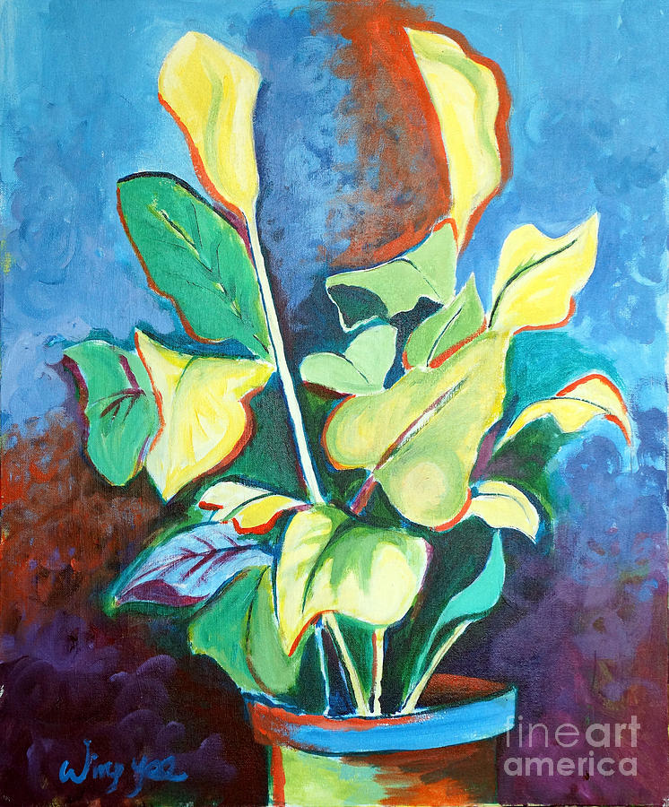 Yellow Lilies Painting by Wing K - Fine Art America