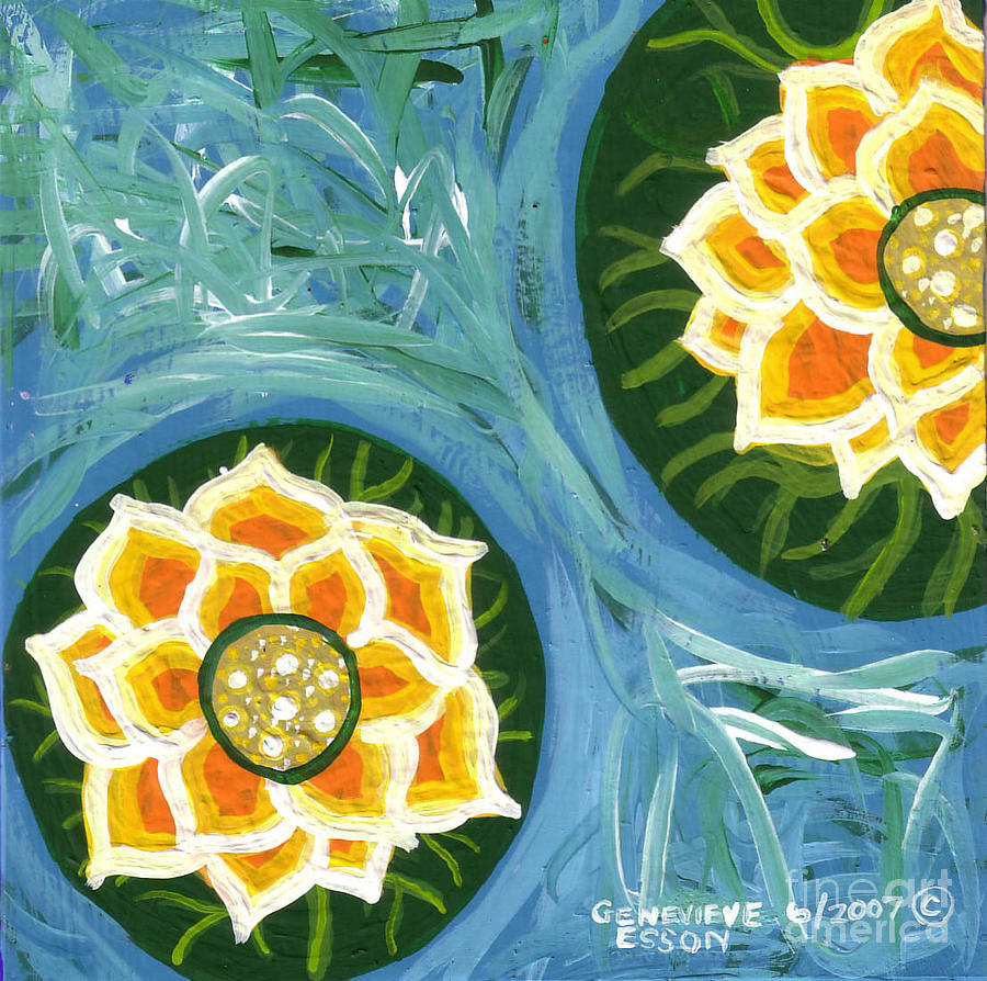 Yellow Water Lilies Painting by Genevieve Esson