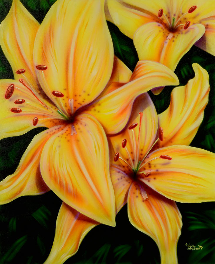 Yellow Lily Painting by Sam Davis Johnson