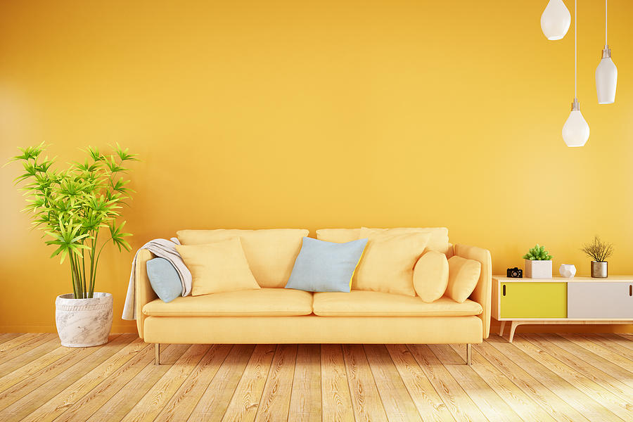 Yellow Living Room with Sofa Photograph by Asbe