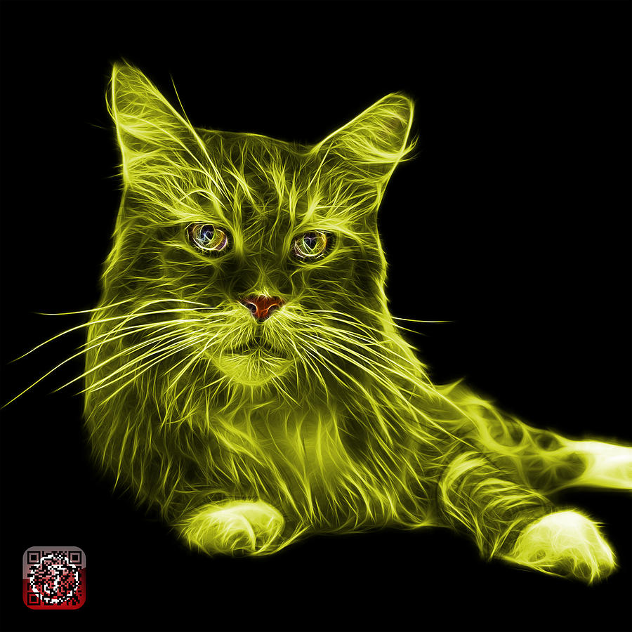 Yellow Maine Coon Cat - 3926 - BB Painting by James Ahn