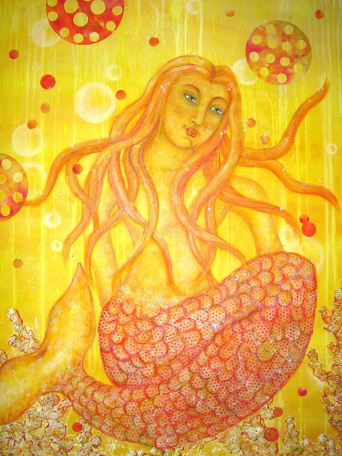 Yellow Mermaid Painting by Suzan  Sommers