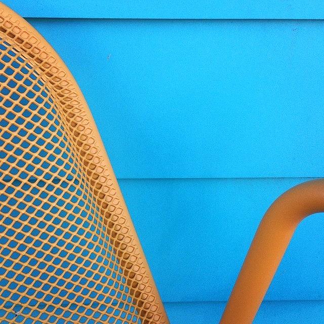 Pattern Photograph - #yellow #metal #chair #balcony by Heidi Lyons