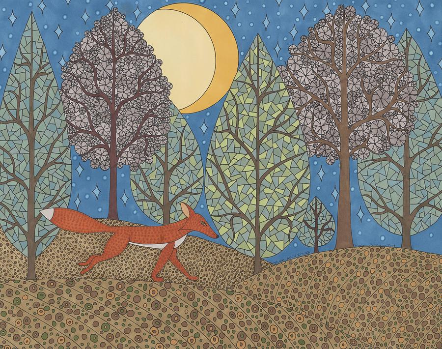 Nature Drawing - Yellow Moon Rising by Pamela Schiermeyer