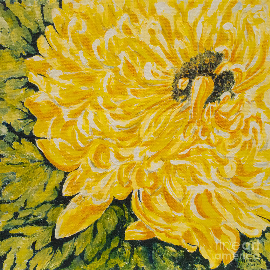 Yellow Mum Painting by Milly Tseng