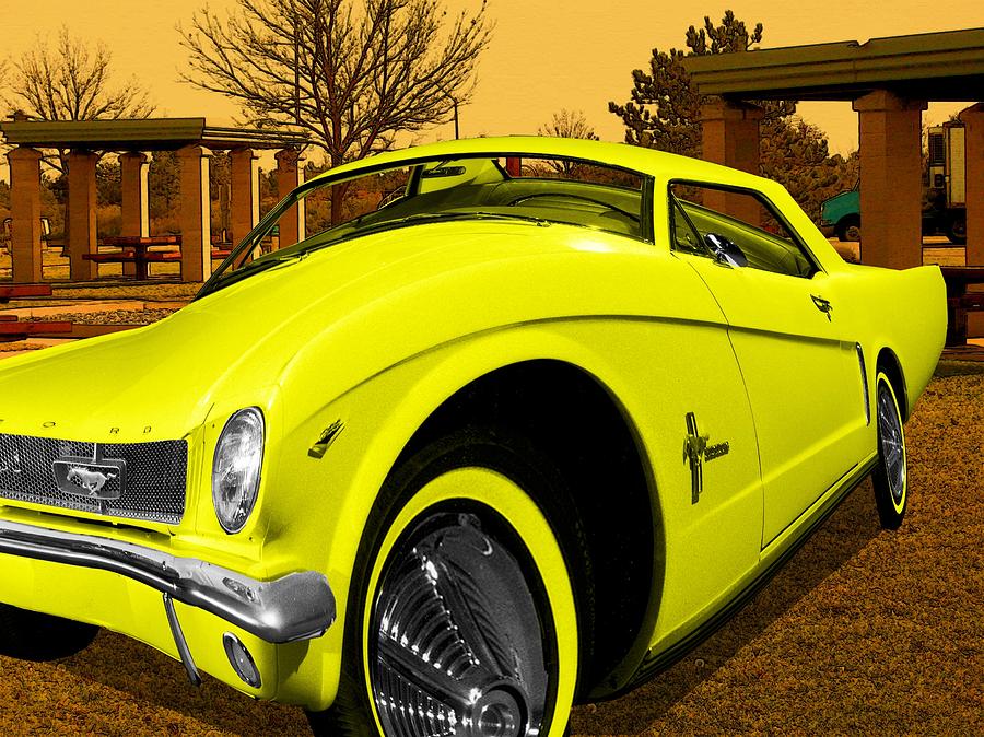 Yellow Mustang Digital Art by Tristan Armstrong