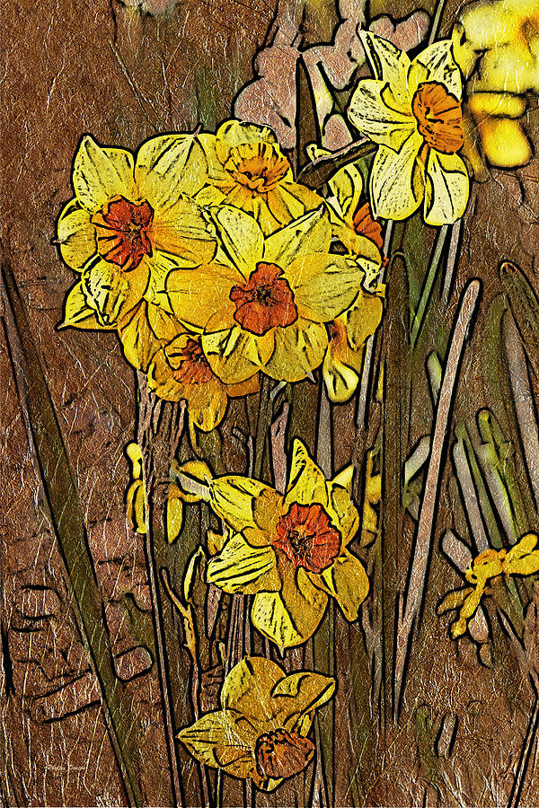 Yellow Narcissus Gold Leaf Photograph by Phyllis Denton