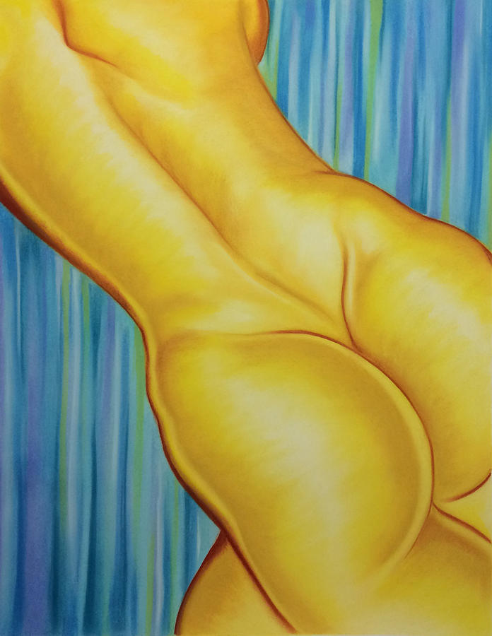 Nude Pastel - Yellow on Blue by Doris Araujo