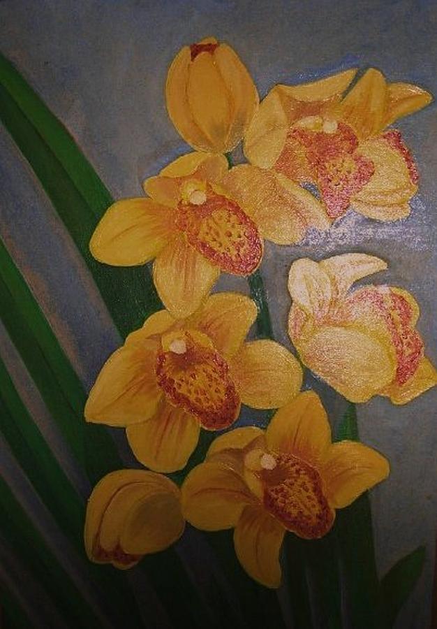 Flower Painting - Yellow Orchids by Charito ChatRose Mahilum