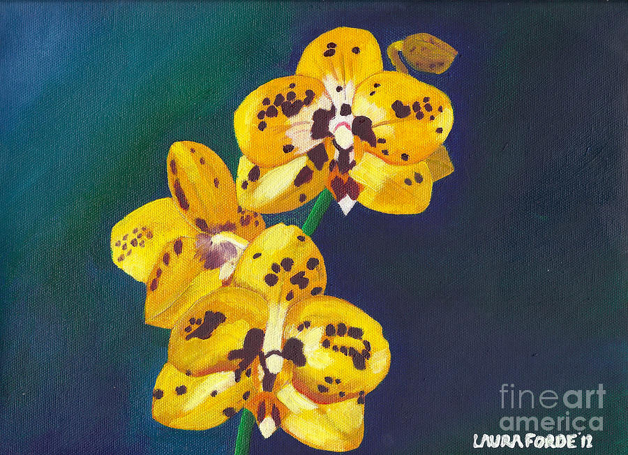 Yellow Orchids Painting by Laura Forde
