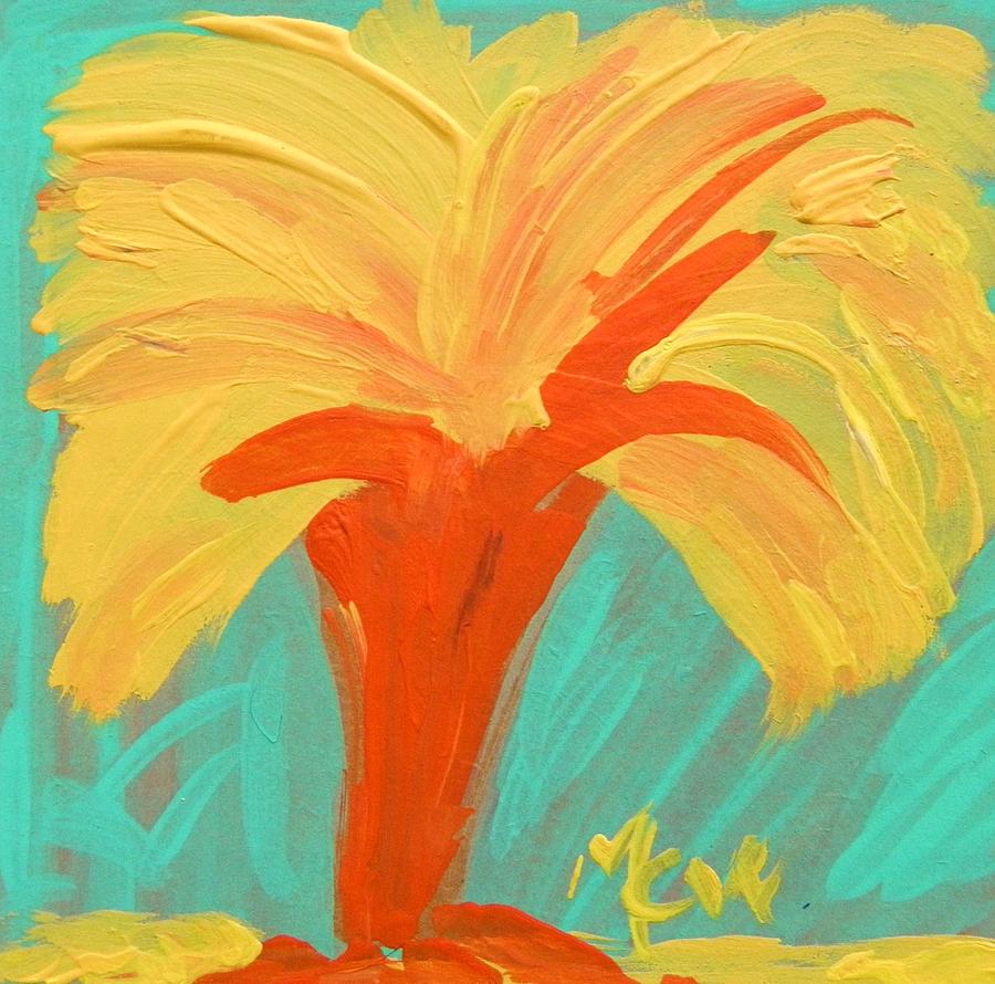 Yellow Palm Painting by Mary Carol Williams