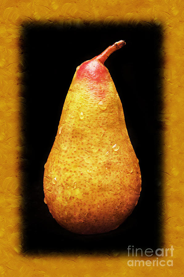 Yellow Pear Painterly Photograph by Andee Design