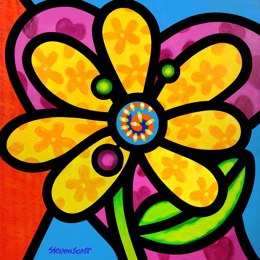 Yellow Pinwheel Daisy Painting