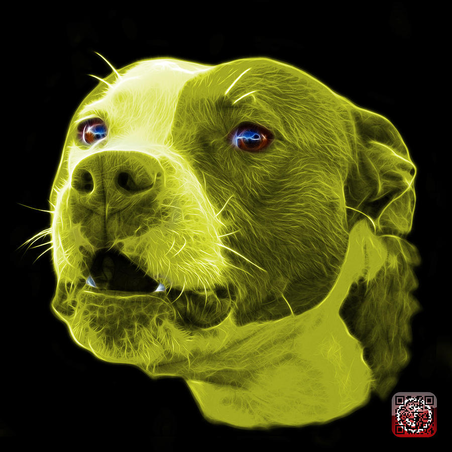 Yellow Pitbull Dog 7769 - Bb - Fractal Dog Art Mixed Media by James Ahn
