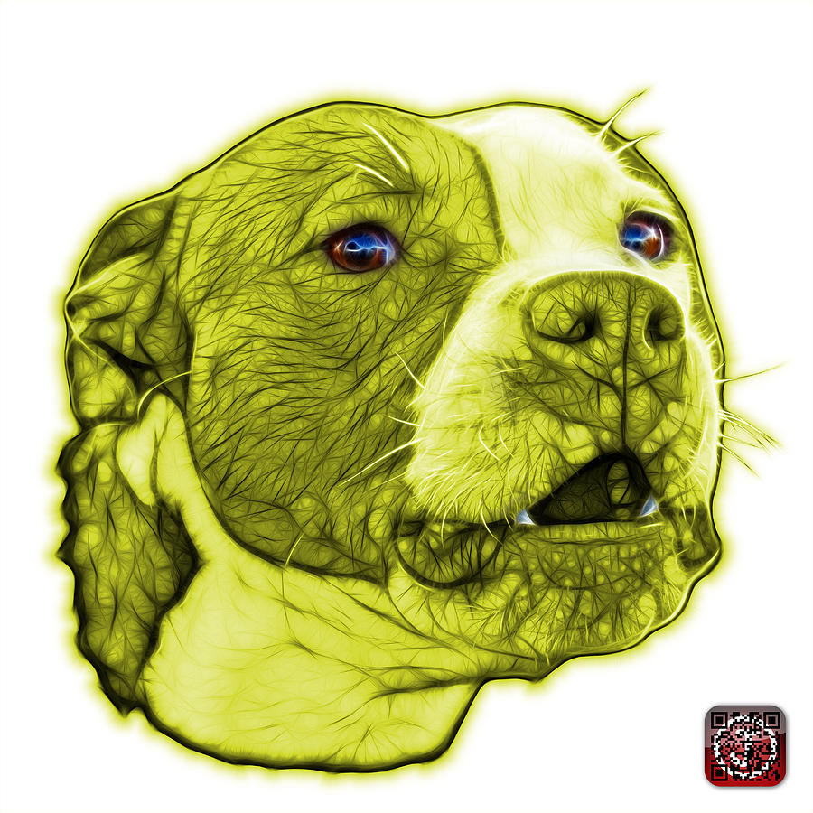 Yellow Pitbull Dog Art - 7769 - Wb - Fractal Dog Art Mixed Media by James Ahn
