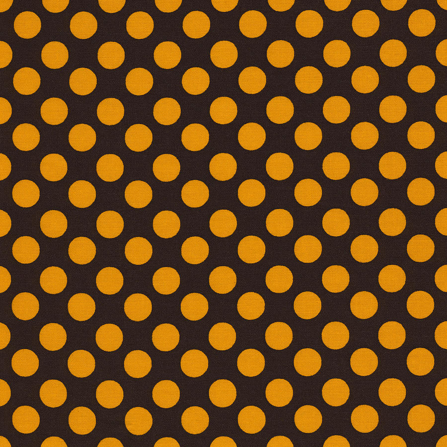 Vintage Photograph - Yellow Polka Dots On Black Fabric Background by Keith Webber Jr
